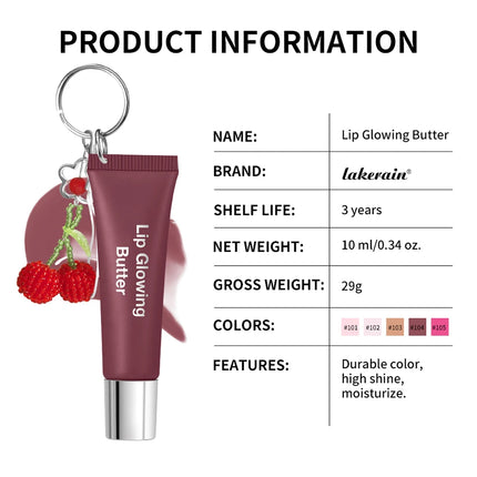 Lakerain Lip Gloss Butter Lip Balm Moisturizing Lip Balm Lip Gloss With Pendant Silver Chain Cherry Easy to Carry Lip Gloss