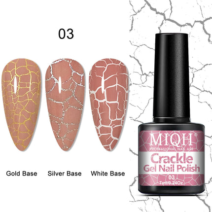 Crackle Nail Polish Gel, 7ML/0.24oz - Hypoallergenic, Acetone-Free, Blow-Dryable for Quick Cracking Effect