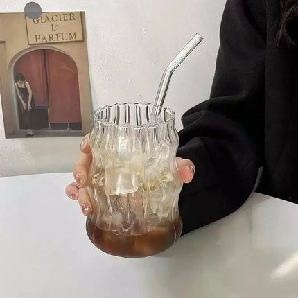 Transparent Glass Cup Exquisite Heat-resistant Tumbler Tea Juice Milk Coffee Mug Water Glasses Stripe Mug Drinkware 350ml-865ml