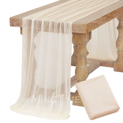 Soft Table Runner Blush Dust Pink Gauze Rustic Boho Natural Wedding Party Baby Shower Dinning Ornament Decoration