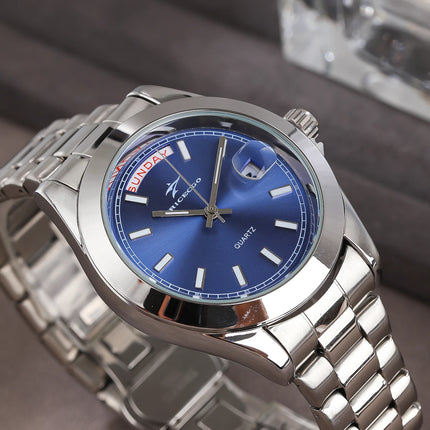 Fashion Watch Casual Clock for Men Business Daily Stainless Steel Quartz Wristwatch Clock Watch for Couples Father Gift