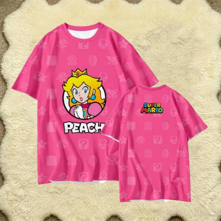Retro Super Mario Football Jersey T-shirt Kids Unisex V-neck 3D Print Daisy Graphic Tee Mesh Fabric Summer Streetwear Casual Top