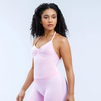 HISTELLO Impact Longline Strappy Top Sports Yoga Vest Women Fitness Tank Top Gym Beautiful Open Back Bra Running Workout Halter