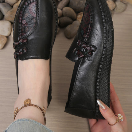 Women's leather flat shoes, spring and autumn women's loafers， single classic mom shoes, anti-slip comfortable and free shipping