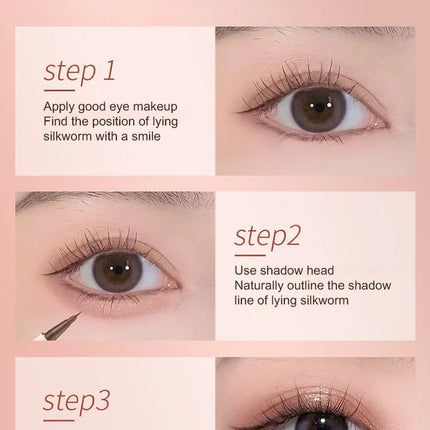 GECOMO Double-ended Lying Silkworm Pencil with 0.01mm Eyeliner Shimmer Eyeshadow Makeup