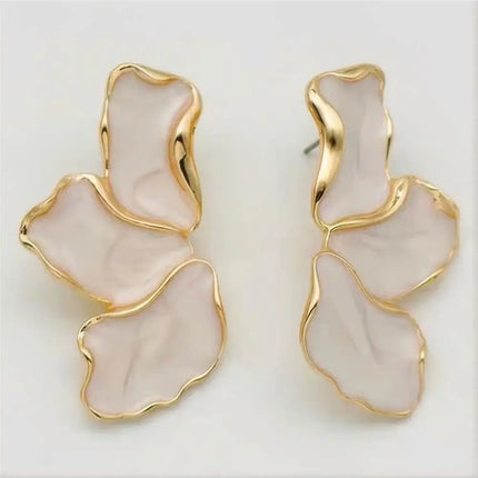 Cefiri Gold Plated Irregular Petal Earring For Women Unique Statement Flower Dangle Earrings Trendy Jewelry Gift