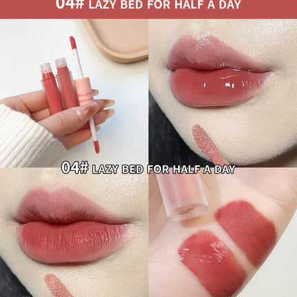 Double-Headed Lip Gloss Waterproof Moisturizing Long-Lasting Mist Matte Velvet Mirror Lip Gloss Cosmetics