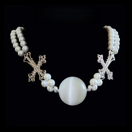 New BDSM Pearl Mouth Gag Exquisite Cat Eye Cross Choker Ball Gag For Women  Open-Mouth Bite Gag Adult SM Games Sex  Toys 18+
