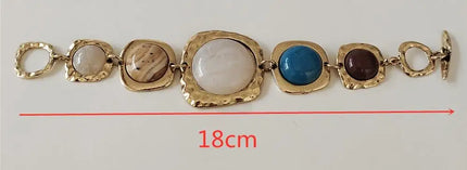 2025 New Indian Ethnic Vintage Bracelet Women Fashion Boho Statement Charm Metal Hollow Links Resin Stone Bracelets Jewelry