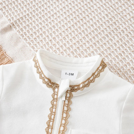 Newborn Baby Clothes Middle Eastern traditional ethnic style Islamic cotton Ramadan White summer short sleeved baby jumpsuit