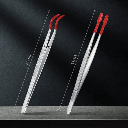 1/4 Pieces Tweezers With Rubber Tips Tweezers Rubber PVC Silicone Coated Non Marring Flat Tip Bent Tip Tweezers Tipped Tweezers
