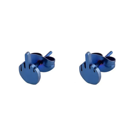 Stainless Steel Black Middle Finger Up Women Men Ear Jewelry Studs Earring Vintage Punk Cool Gold Silver Plated Серьги Женские