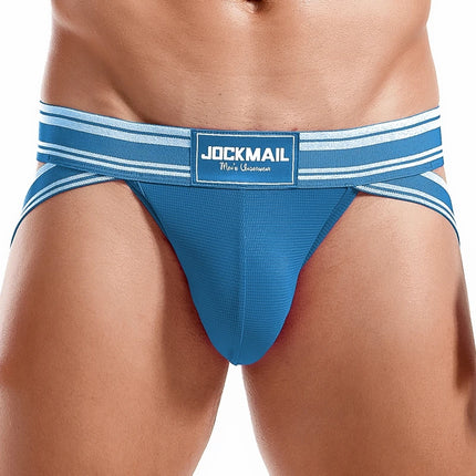 JOCKMAIL Men Jockstrap Thong  Mens Bikini Briefs Sexy Gay Underwear Nylon Mesh Hip Lift Mesh Quick Dry Sports Wear Panties