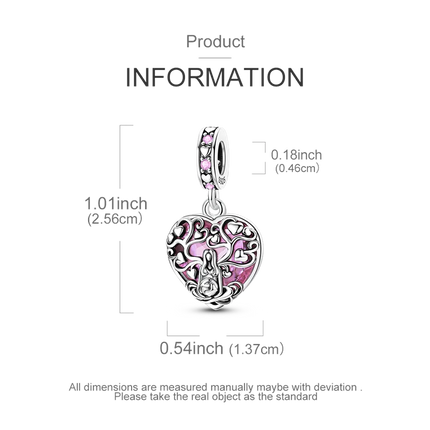 2026 Romantic Pink Color Charms Bead 925 Sterling Silver CZ Zircon Love Heart Pendants Fit Original Bracelet DIY Jewelry Gift