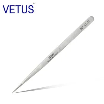 100% VETUS Original ST Series New HRC 38 Ultra Precision 302 Stainless Tweezers for Mink Eyelash Extensions, Anti-Acid, Super Fine Tip
