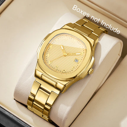 Fashion Square Men Calendar Quartz Watch Luxury Business Watches Mens Clock Reloj Hombre（Without Box）