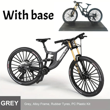 1:8 Alloy mountain bike model with base - features realistic gears and dual suspension, perfect for cycling enthusiasts