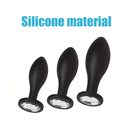 Soft Silicone Personal Wellness Kit 3 Sizes Anus plug , Ergonomic Shape, Sparkling Gem Base sex toy