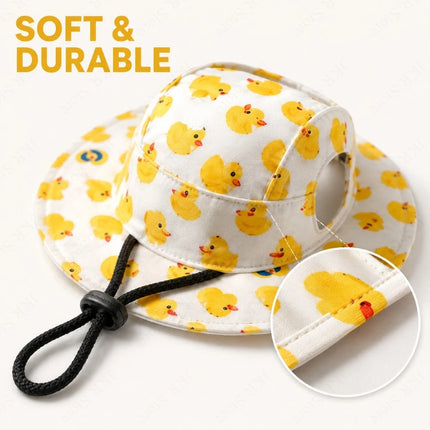 Dog Hat Printed Pet Cap Adjustable Sun Shade for Small Medium Puppy Pug Corgi Dachshund Outdoor Travel Walking Costume Accessory
