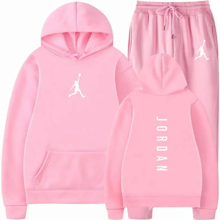 Autumn Wintern Mens 2-Piece Tracksuit Jordan Print Hoodie + Joggers Set Casual Sportswear for Gym Workout Basketball Daily Wear