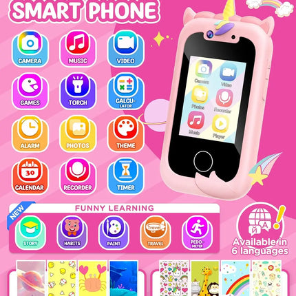 Kids Smart Phone Girls Toy: Christmas Birthday Gifts for Girls Age 3-10 - Working Real Play Cell Phone - Toddler Toy Learning Ph