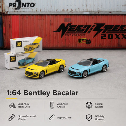 CCA 1:64 Bentley Mulliner Bacalar Miniature Model 1:64 3" Alloy Toy Car Vehicle Free Wheels Diecast Collection Gift Boyfriend