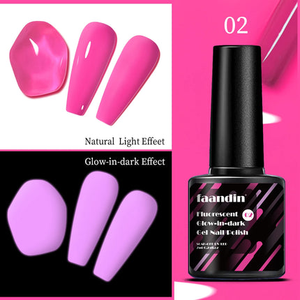 Faandin 7ml 1 Bottle, Trendy, Colorful, Luminous Gel Nail Polish, a Must-Have Item for Proms, Nightclubs, and Parties, a Halloween Essential, Durable, Strong, Not Easy to Fade, Easy to Apply, Removable Fluorescent Nail Polish