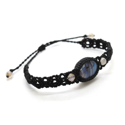 Handmade Braided Macrame Labradorite Crystal Stone Bracelets For Women Girl Natural Spectrolie Weave Adjustable Bracelet Jewelry