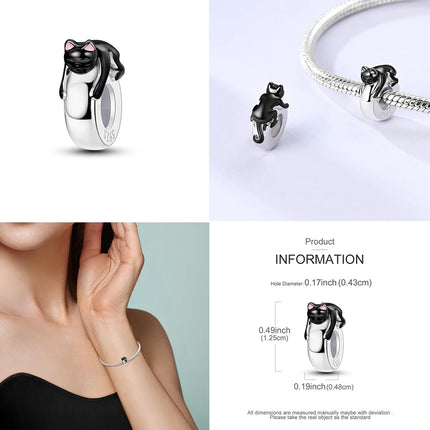 Charms 925 Sterling Silver Cute Cat Collection Charms Beads Paw Print Pendant Beads Fit Original DIY Bracelet Gift Women Jewelry