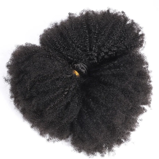 ELISHEVA Raw Indian Human Hair Weave Bundles 1/3/4 Bundle Deal Afro Kinky Curly Bundles Natural/Jet Black Remy Wavy Extensions
