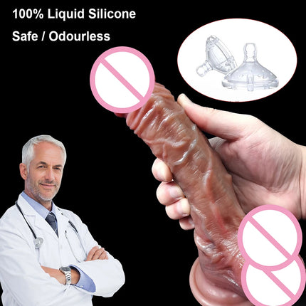 Realistic Dildo for Women Real Skin Silicone Penis Sliding Testicles Suction Cup Dick 18+ Lesbian Sex Toys Strap On Dildos