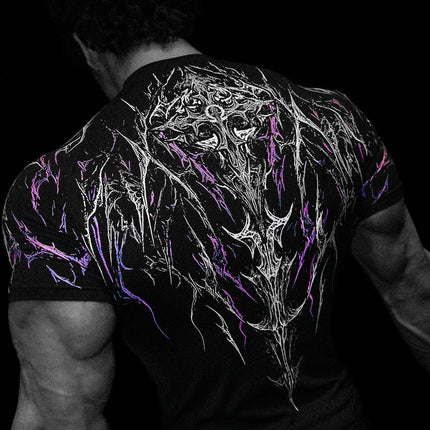 Dark Dragon Slayer Men's 2026 Summer New Fitness Clothes Speed Drying Running Printed Compression Clothes Sports T-shirt