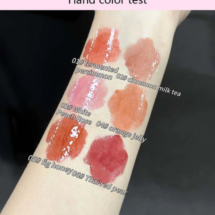 Cute Zucchini Jelly Lip Gloss Mirror Watery Gloss Liquid Lipstick Hydrating Lasting Moisturizing Tender Pink Student Lips Makeup
