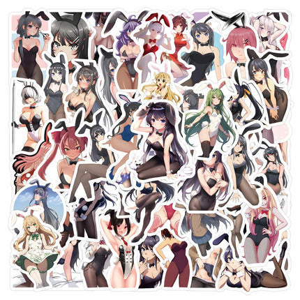 10/60PCS Anime Bunny Girl Creative Stickers Cartoon DIY Guitar Helmet Motorcycle Beauty Stickers Waterproof Graffiti Stickers