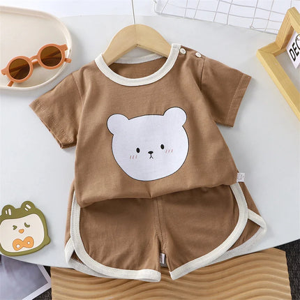 Cute Bear Baby Clothing Set Summer Soft Cotton Infant Short Sleeve Pajamas Newborn Toddler Casual Homewear for Boys and Girls