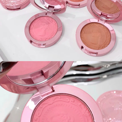 3D Embossed Girl's Blush Press Powder Nude Natural Matte Orange Brown Face Check Contouring Blusher Rouge Makeup Blush Palette
