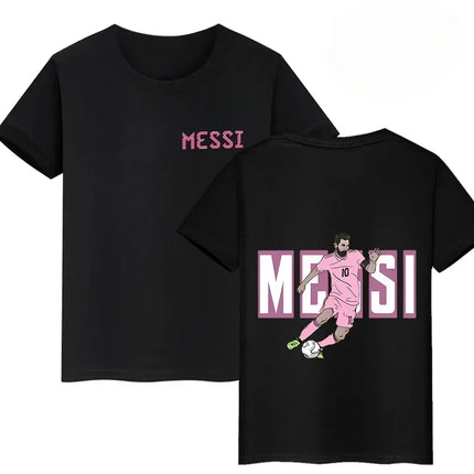Summer Cotton Children's T-shirts Brand Sport Double-sided Messi Print Short-sleeve Casual Fashion Boys Girls Tee Top Kid Clothing