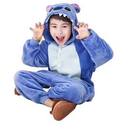 BEAST KINGDOM Disney Angel Stitch Pajamas Cosplay Cartoon Plush One-piece Pajamas Stitch Winterwarm Costumes Christmas for Gift