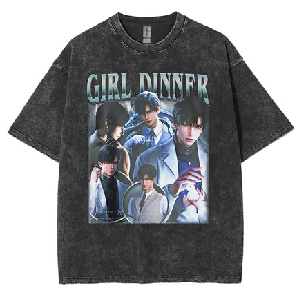 Funny Girl Dinner Caleb Graphic Tee Shirt Love and Deepspace Novelty Cotton T Shirts Fashion High Quality Vintage Washed T-Shirt