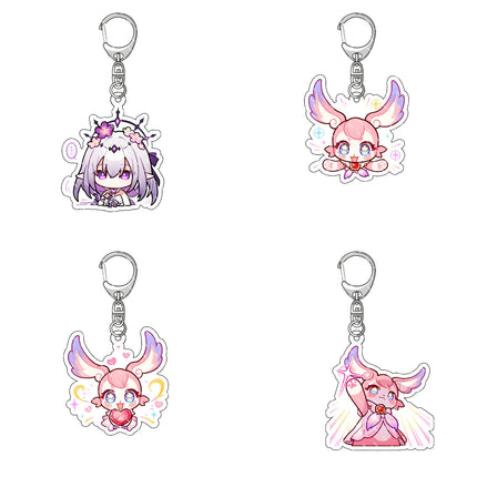 Honkai: Star Rail Anime Figure Acrylic Keychain Dan Heng Feixiao Firefly Model Plate 4pc/set Keyring Game Fans Gift