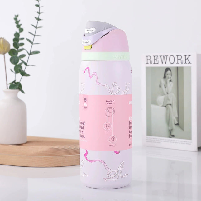 O---Wa 32oz Stainless Steel Thermos Cup 304 Stainless Steel Thermos Cup Car Water Cup Sports Water Cup Straw Cup Water Cup