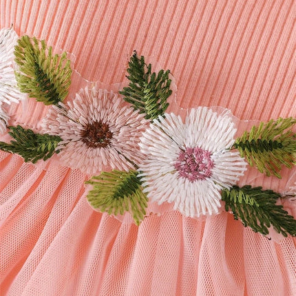 Newborn 2024 Baby Girls Dress Summer Waist Flower Vest Sleeveless Short Top Sweet Girl Lace Mesh Dress