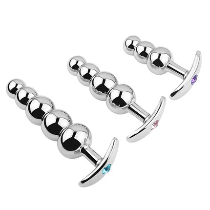 Metal Anal Beads Butt Plug Set Wearable Small Large Anal Plug G Spot Dildo Insert Vagina Extender Anus Sex Toy For Woman Man