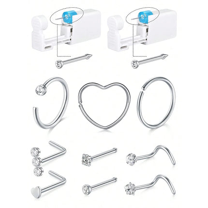 20g Nose Piercing Kit Nose Ring Piercing Kit Self Piercing Nose Piercing Kit With Nose Rings Disposable Nose Piercing Gun Kit