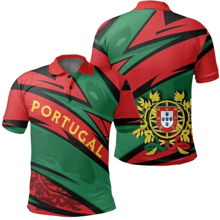 Portugal Flag Polo Shirt Men Summer Lapel Button Tshirts Casual Short Sleeve Shirts 3d Printed Sports Tees Top Male Clothing