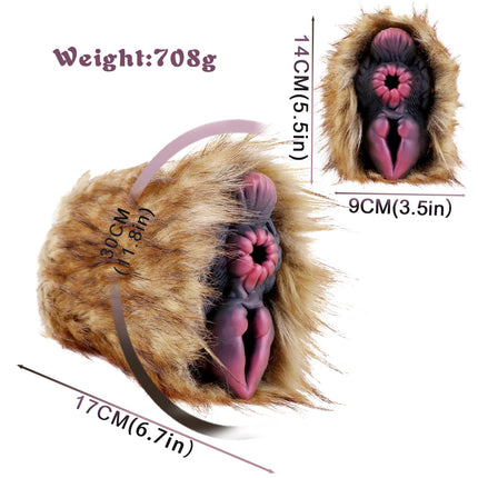 GEEBA Unique Dog Inspired Furry Pocket Pussy Male Masturbator High-Quality Silicone Dual Intimate Design Realistic Penis Stroker