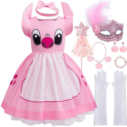 Disney Lilo & Stitch Blue Stitch and Pink Angel Princess Tutu Dress Birthday Halloween Carnival Cosplay Party Costume Suit 2-10T