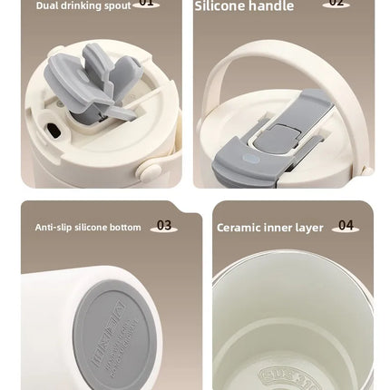 Large Capaci Cerc Inner Lid Insulated Mug Portable Car Coffee Cup Sports Water Bottle Fem High Aesthetic Value