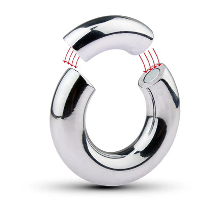 5 Size Metal Penis Ring Magnetic Ball Stretcher Silver Cock Ring Weighted Exercise Scrotum Pendant Bondage Sex Toys For Men