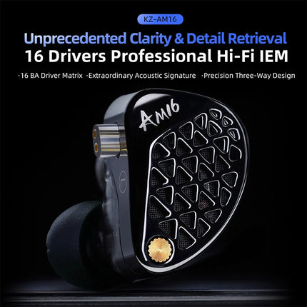 KZ AM16 Wired in-ear headphones 16ba armature balanced high-fidelity low-monitoring headphones with cancellation